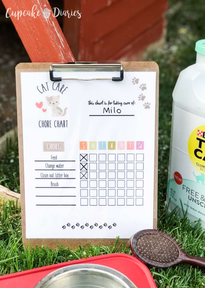 Help the kids take care of their favorite feline with this printable Cat Care Chore Chart!