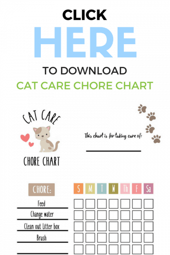 Help the kids have fun taking care of their favorite feline with this printable Cat Care Chore Chart!