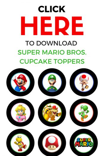 Super Mario Bros Cupcakes With Free Printable Toppers