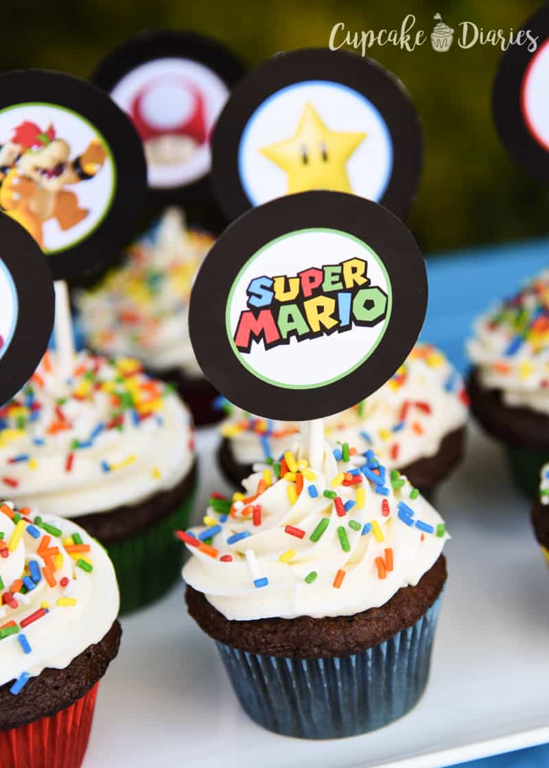 Super Mario Bros. Cupcakes with Free Printable Toppers - Cupcake Diaries