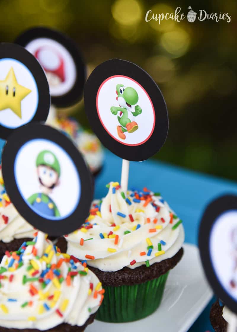 Super Mario Bros. Cupcakes with Free Printable Toppers - Cupcake Diaries