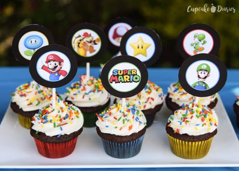 Super Mario Bros. Cupcakes with Free Printable Toppers - Cupcake Diaries