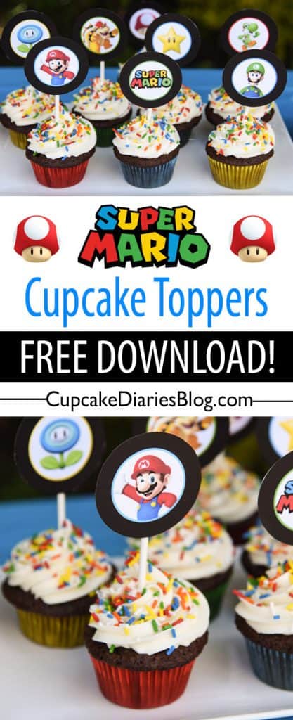 Super Mario Bros. Cupcakes with Free Printable Toppers - Cupcake Diaries