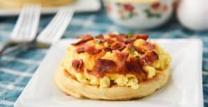 Waffle Breakfast Pizzas with Maple Butter