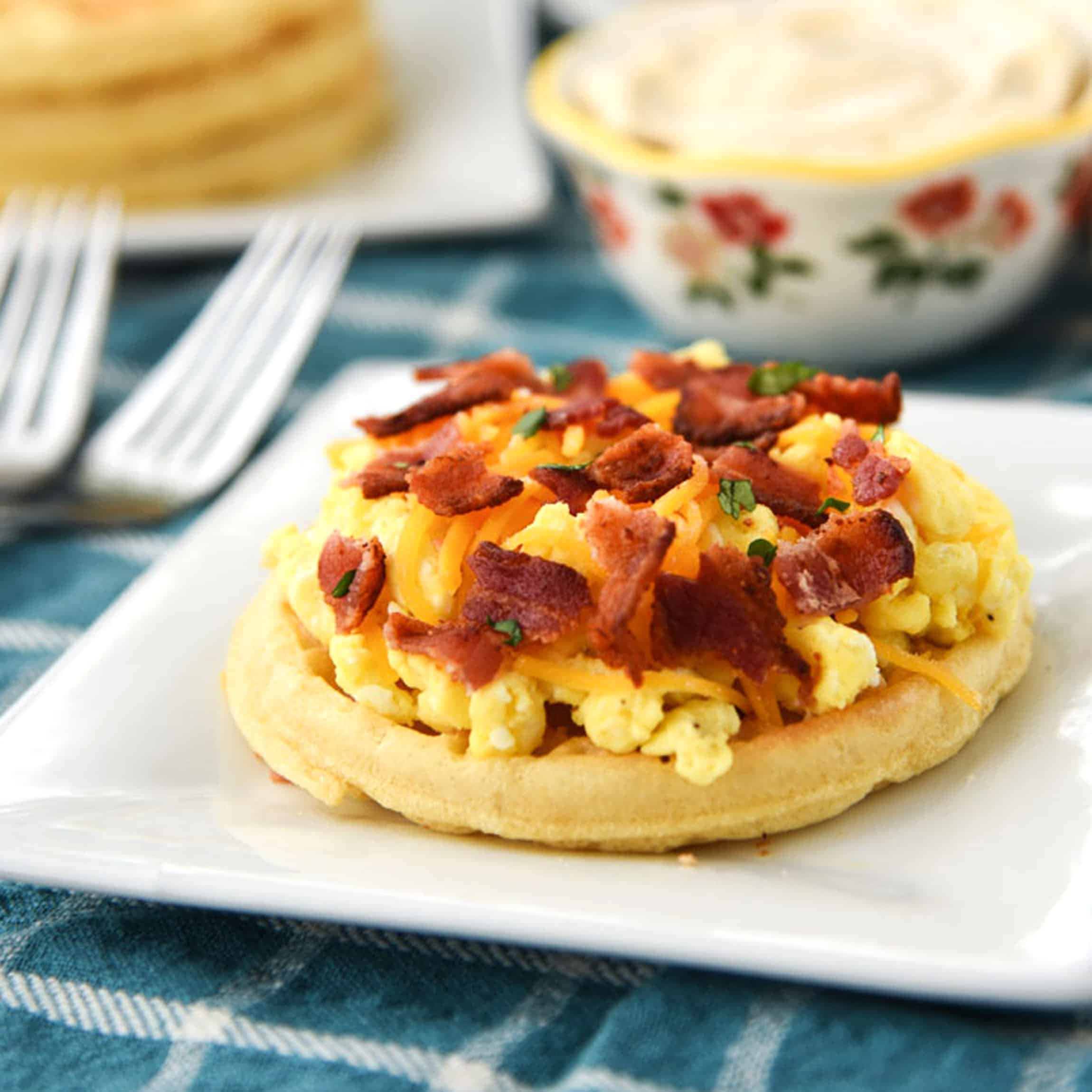 Waffle Breakfast Pizzas with Maple Butter Cupcake Diaries