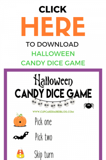 Download this FREE printable Halloween Candy Dice Game!