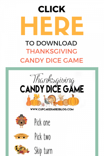 A fun and easy Thanksgiving game for kids and adults! Thanksgiving Candy Dice Game