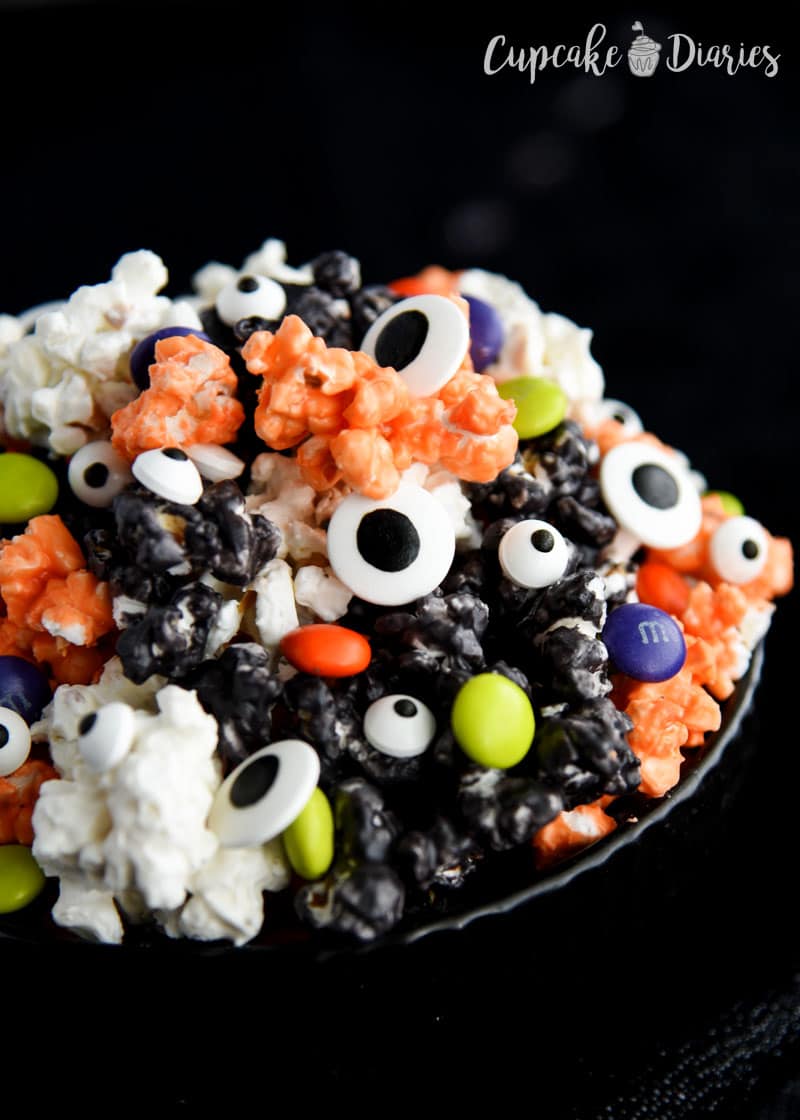 Colorful Halloween Popcorn - Great for serving at a Halloween party!