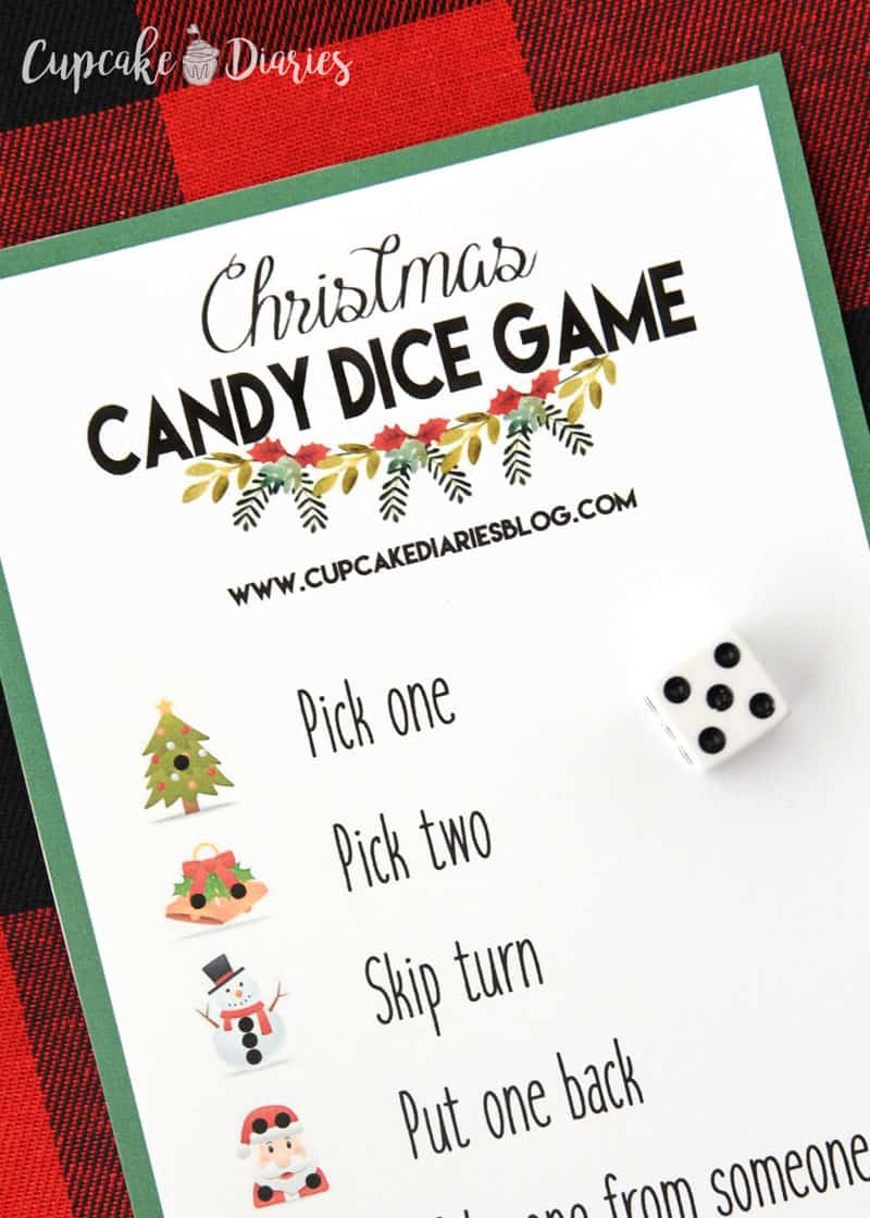 Christmas Candy Dice Game Printable