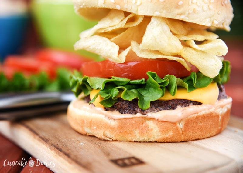 Potato Chip Burgers are just about as American as you can get! This is such a good burger for summer grilling!