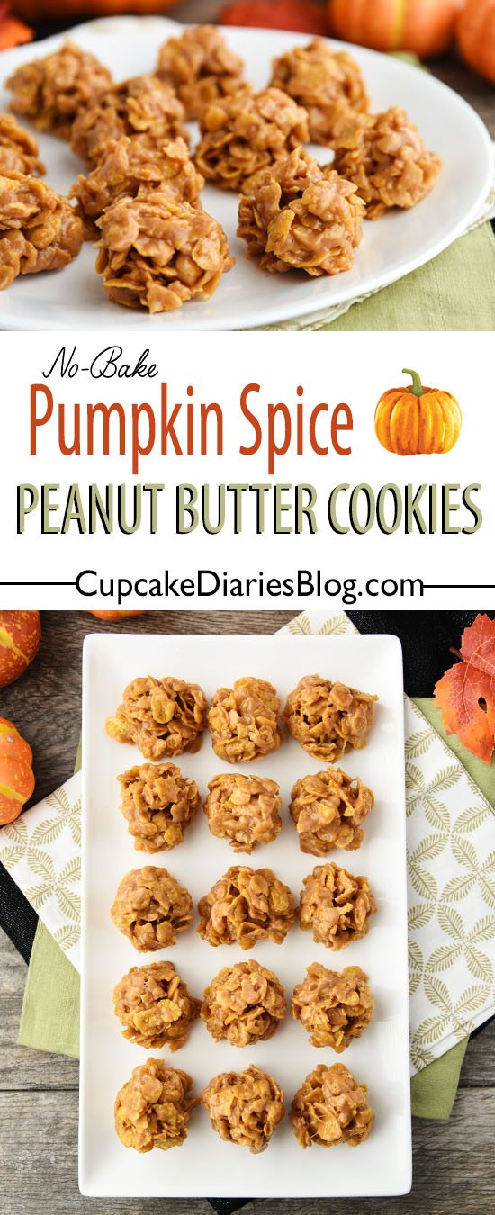 No-Bake Pumpkin Spice Peanut Butter Cookies bring the undeniable flavor of pumpkin together with creamy peanut butter. They're easy to make and so yummy!