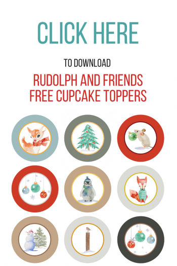 12 Rudolph and Friends Cupcake Toppers