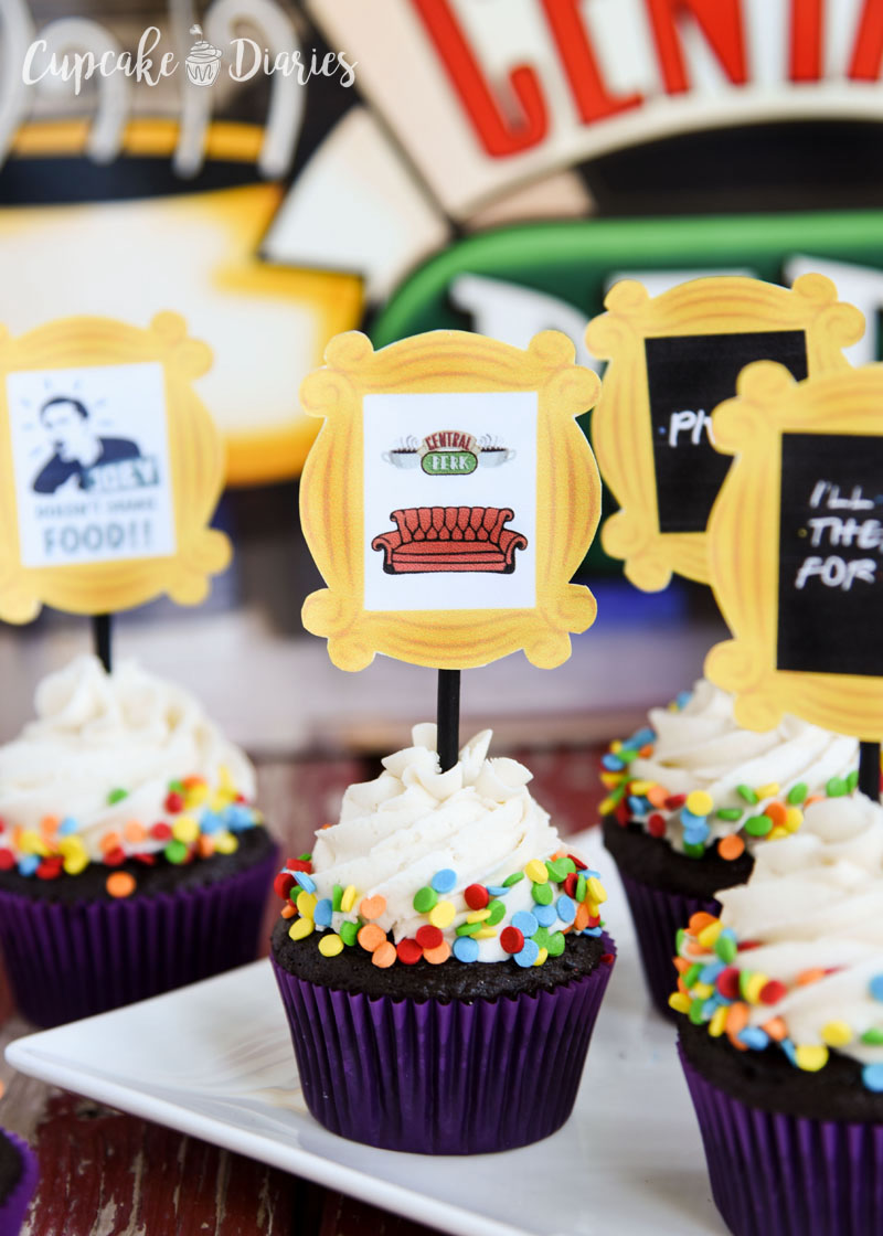 Friends TV Show Cupcakes and Toppers are so great for a Friends party of any kind! Could those printable toppers be any cuter?