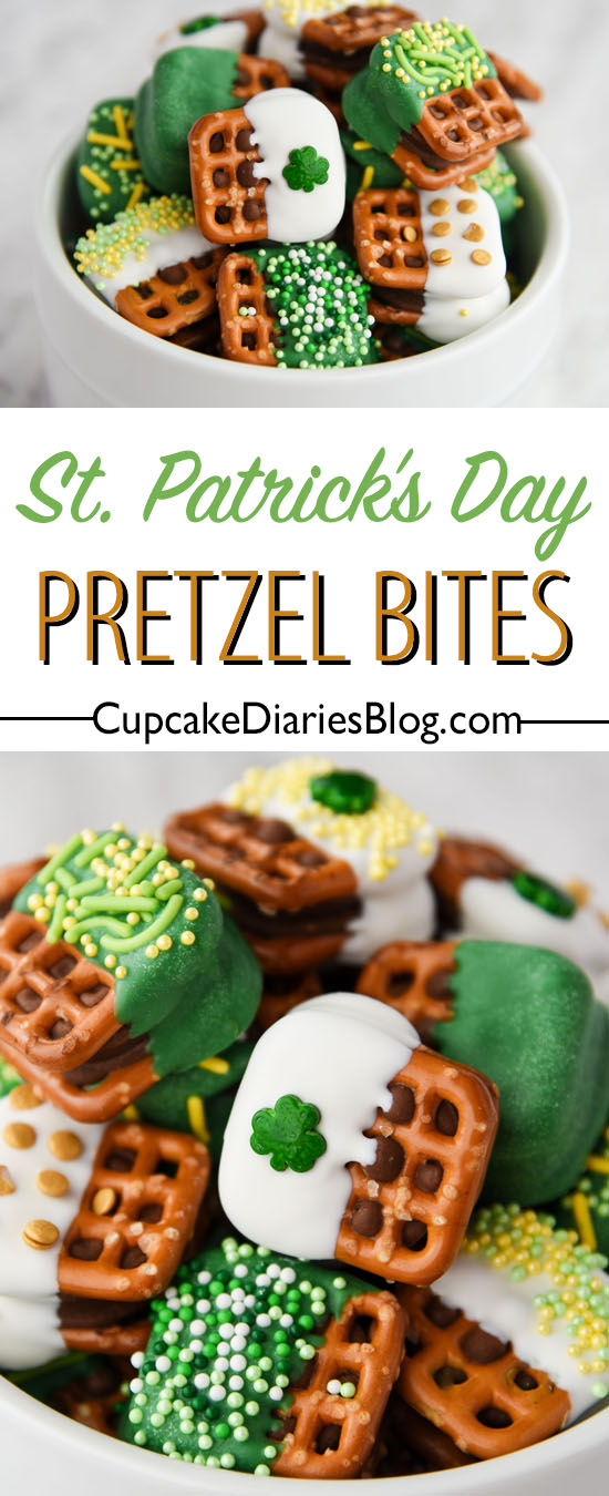 St. Patrick's Day Caramel Pretzel Bites are pinch-proof treats that take minutes to make! These little guys are super festive and delicious.