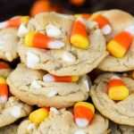 Chewy and chunky cookies loaded with white chocolate chips and candy corn!